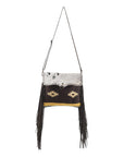 OHLAY Cross Body Upcycled Wool Canvas Embossed Hair-On Genuine Leather Women Bag Western Handbag Purse Womens Handbags