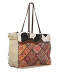 OHLAY KB232 TOTE Upcycled Wool Upcycled Canvas Embossed Hair-on Genuine Leather women bag western handbag purse