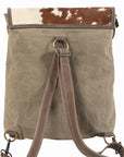 OHLAY KB246 Backpack Upcycled Canvas Hair-On Genuine Leather women bag western handbag purse