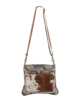 OHLAY KB262 Cross Body Upcycled Canvas Hair-On Genuine Leather women bag western handbag purse