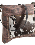 OHLAY KB263 Cross Body Upcycled Canvas Hair-On Genuine Leather women bag western handbag purse