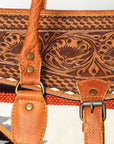 American Darling ADBG516 Duffel Hand Tooled Saddle Blanket Genuine Leather Women Bag Western Handbag Purse
