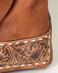 American Darling ADBG516 Duffel Hand Tooled Saddle Blanket Genuine Leather Women Bag Western Handbag Purse