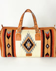 American Darling Duffel Bag for Travel, Hand Tooled Floral Leather & Woven Saddle Blanket, Genuine Western Leather Weekender