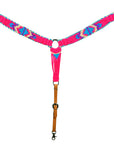 HILASON Western Wool Breast Collar Headstall Set Tack Set Turquoise & Pink