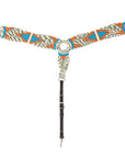 HILASON Western Wool Breast Collar Headstall Set Tack Set Grey & Off White