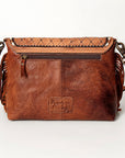 American Darling Cross body Bag Western Leather Hair-On Cowhide Braided Detail with Fringes 8in x 11in