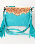 American Darling Western Small Crossbody Bag – Genuine Hair-On Cowhide Leather with Fringes, Adjustable Strap, Handcrafted in Texas