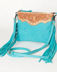 American Darling Western Small Crossbody Bag – Genuine Hair-On Cowhide Leather with Fringes, Adjustable Strap, Handcrafted in Texas