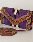 American Darling Hand Tooled Saddle Blanket Genuine Leather Women Bag Western Handbag Purse