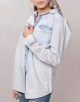 American Darling Leather Hand Tooled Carved Women Denim Shirt Jacket
