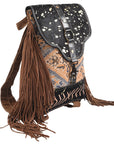 OHLAY KB328 Backpack Upcycled Canvas Hair-On Genuine Leather women bag western handbag purse