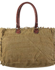OHLAY KB331 TOTE Upcycled Canvas Genuine Leather women bag western handbag purse