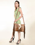 American Darling ADBG930 Tote Hand Tooled Hair-On Genuine Leather Women Bag Western Handbag Purse