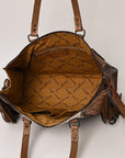 American Darling ADBG930 Tote Hand Tooled Hair-On Genuine Leather Women Bag Western Handbag Purse
