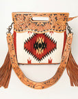 American Darling Clutch Hand Tooled Saddle Blanket Fabric Genuine Leather Western Women Bag Handbag Purse | Purses for Cute