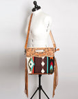 American Darling Clutch Hand Tooled Saddle Blanket Fabric Genuine Leather Western Women Bag Handbag Purse | Purses for Cute