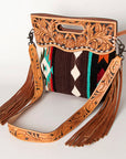 American Darling Clutch Hand Tooled Hair On Genuine Leather Women Bag Western Handbag Purse