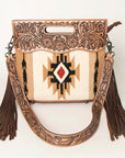 American Darling Clutch Hand Tooled Hair On Genuine Leather Women Bag Western Handbag Purse