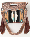 American Darling Clutch Hand Tooled Hair On Genuine Leather Women Bag Western Handbag Purse