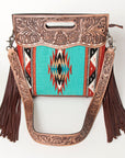 American Darling Clutch Hand Tooled Hair On Genuine Leather Women Bag Western Handbag Purse