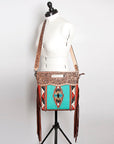 American Darling Clutch Hand Tooled Hair On Genuine Leather Women Bag Western Handbag Purse