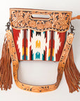 American Darling Clutch Hand Tooled Saddle Blanket Fabric Genuine Leather Western Women Bag Handbag Purse | Purses for Cute