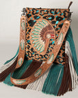 American Darling ADBGS192AF Messenger Hand Tooled Hair-On Genuine Leather Women Bag Western Handbag Purse