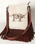 American Darling Messenger Hand Tooled Hair On Genuine Leather Western Women Bag Handbag Purse | Cute