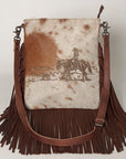 American Darling Messenger Hand Tooled Hair On Genuine Leather Western Women Bag Handbag Purse | Cute