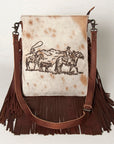 American Darling ADBGS192AJ Messenger Hair-On Genuine Leather Women Bag Western Handbag Purse