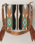 American Darling Large Crossbody Bag Saddle Blanket Fabric Genuine Leather Western Women Handbag Purse | Cute