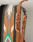 American Darling Large Crossbody Bag Saddle Blanket Fabric Genuine Leather Western Women Handbag Purse | Cute