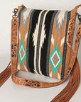 American Darling Large Crossbody Bag Saddle Blanket Fabric Genuine Leather Western Women Handbag Purse | Cute