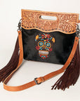 American Darling Clutch Hand Tooled Hair on Genuine Leather Western Women Bag Handbag Purse | Purses for Cute