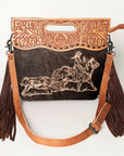 American Darling Clutch Hand Tooled Saddle Blanket Fabric Genuine Leather Western Women Bag Handbag Purse | Purses for Cute