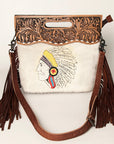 American Darling Clutch Hand Tooled Saddle Blanket Fabric Genuine Leather Western Women Bag Handbag Purse | Purses for Cute