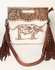 American Darling Clutch Hand Tooled Saddle Blanket Fabric Genuine Leather Western Women Bag Handbag Purse | Purses for Cute
