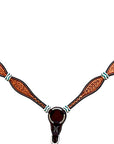 Hilason Western Horse Hand Tooled American Leather Breast Collar Headstall Rawhide Braided Brown