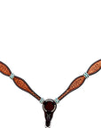 Hilason Western Horse Hand Tooled American Leather Breast Collar Headstall Rawhide Braided Brown