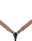 Bar H Equine Horse Genuine Leather Hand Tooled Breast Collar ,Headstall Brown
