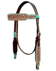 Bar H Equine Horse Genuine Leather Hand Tooled Breast Collar ,Headstall Brown