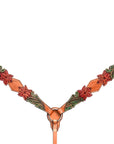Bar H Equine Horse Genuine Leather Floral Design Hand Painted Breast Collar ,Headstall Brown