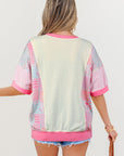 Floral Colorblock Patchwork Short Sleeve Top