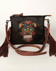 American Darling Western Small Crossbody Bag – Genuine Hair-On Cowhide Leather with Fringes, Adjustable Strap, Handcrafted in Texas