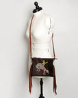 American Darling Western Small Crossbody Bag – Genuine Hair-On Cowhide Leather with Fringes, Adjustable Strap, Handcrafted in Texas