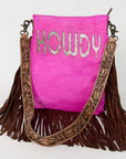 American Darling Messenger Hand Tooled Hair On Genuine Leather Western Women Bag Handbag Purse | Cute