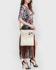 American Darling Messenger Hand Tooled Hair On Genuine Leather Western Women Bag Handbag Purse | Cute