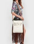 American Darling ADBGS192AW Messenger Hair-On Genuine Leather Women Bag Western Handbag Purse