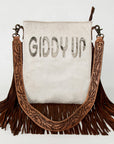 American Darling Messenger Hand Tooled Hair On Genuine Leather Western Women Bag Handbag Purse | Cute